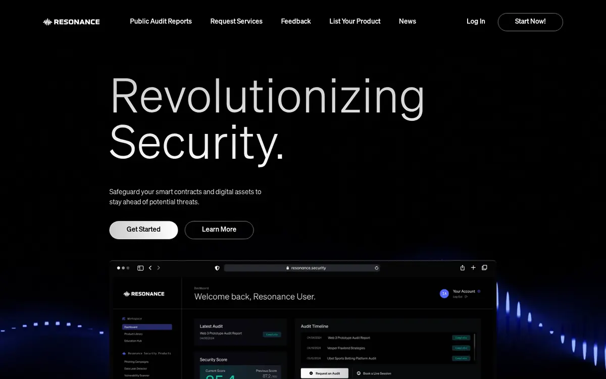 Resonance Security - screenshot, Web Archive · Feb 2024