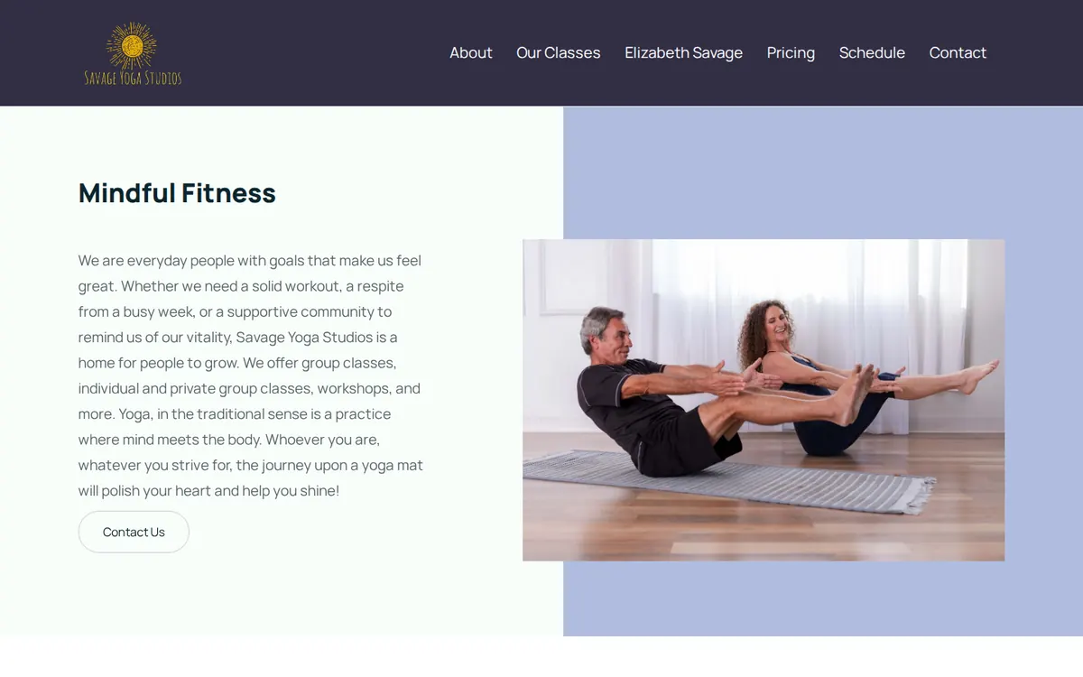 Savage Yoga Studios - screenshot, Web Archive · Dec 2023