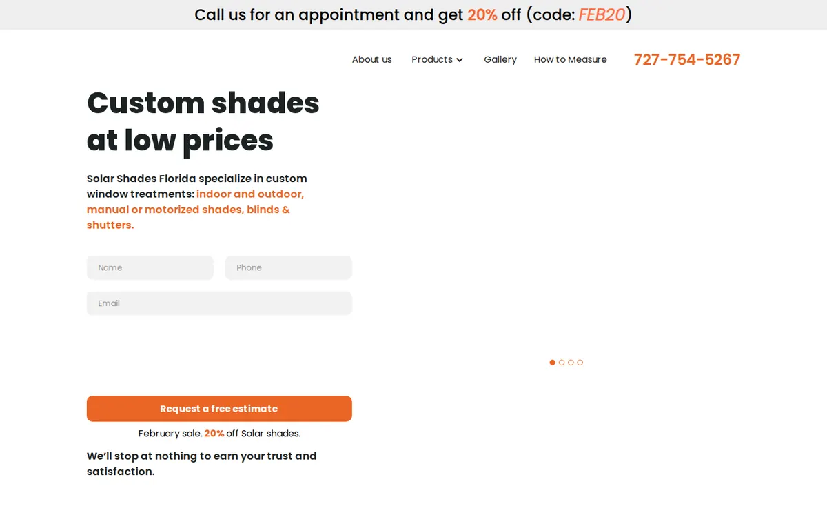 SolarShades Florida - screenshot, Web Archive · Feb 2023