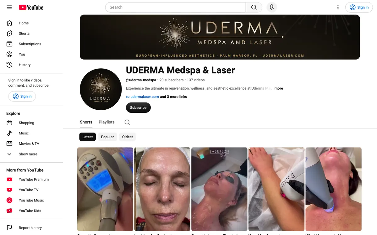 U Derma on YouTube - screenshot, Live · Sep 2026