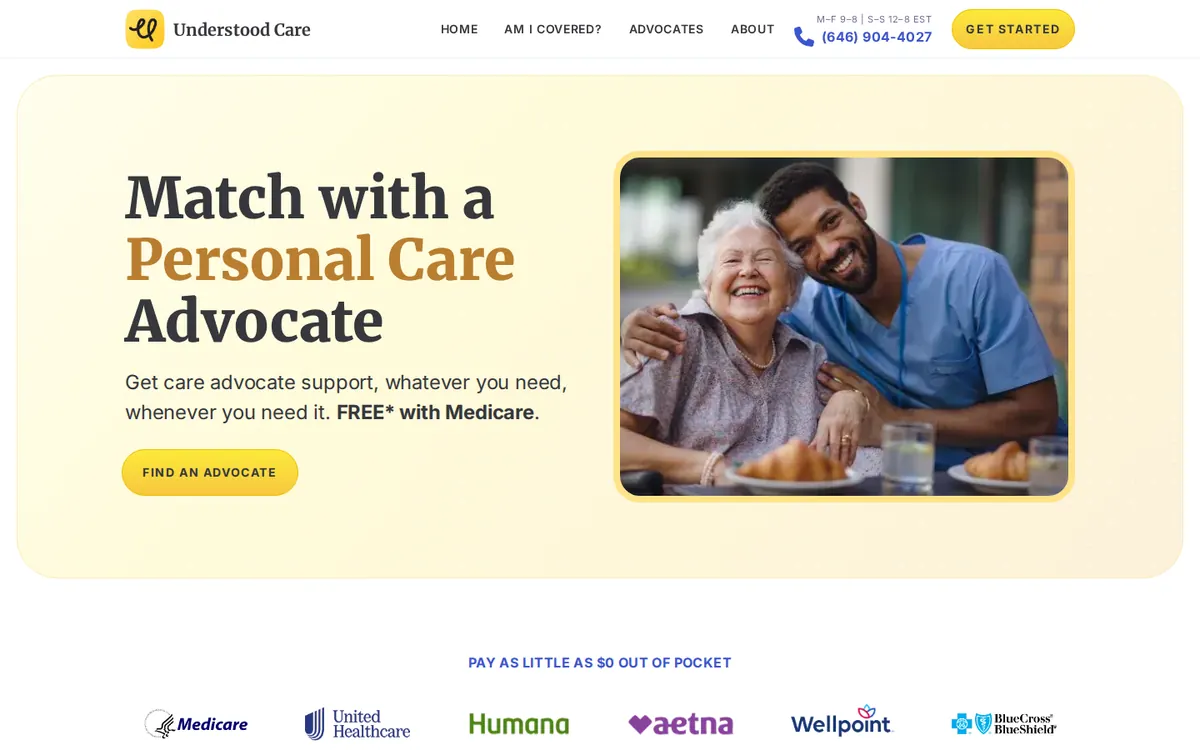Understood Care - screenshot, Webflow · Web Archive, Jan 2026